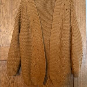 Cozy Cable Knit Cardigan Sweater - burnt orange
